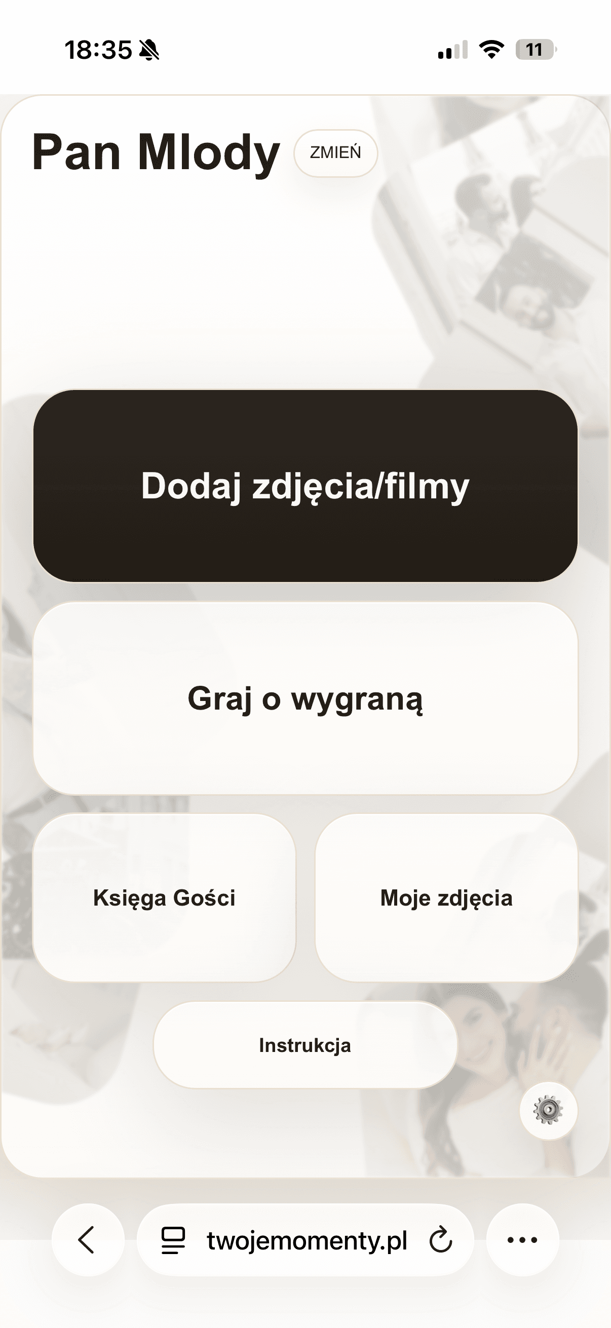 Menu aplikacji gościa