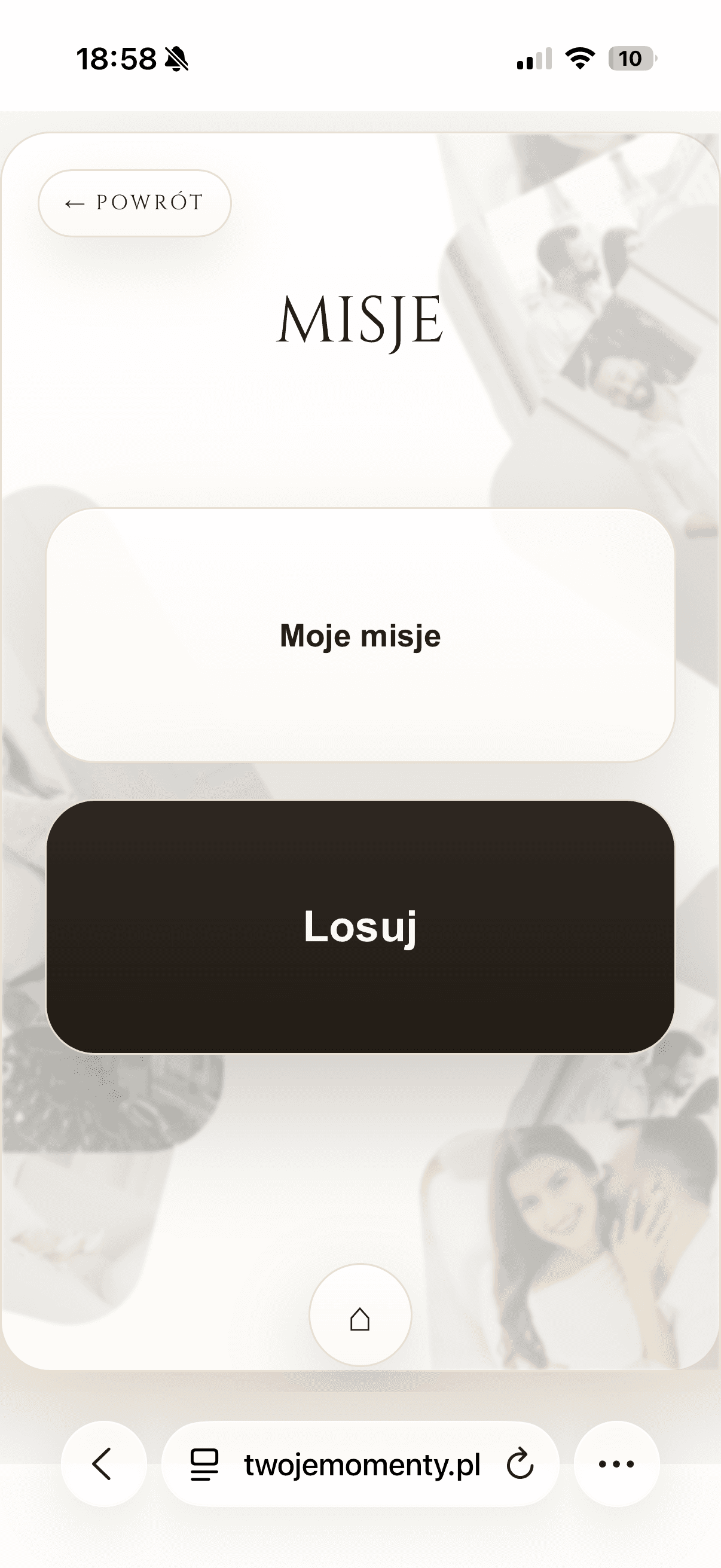 Widok misji w aplikacji gościa
